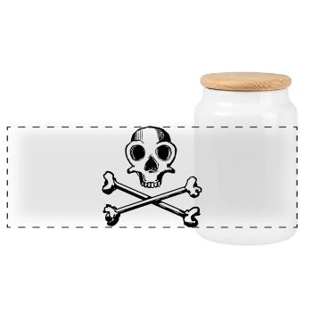 Skull and Bones 1c - Panoramic Cookie Jar with Wooden Lid - white - Front