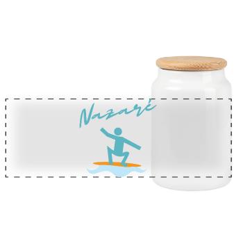 Nazaré Surf Illustration - Boîte à biscuits avec couvercle en bois - blanc - Devant