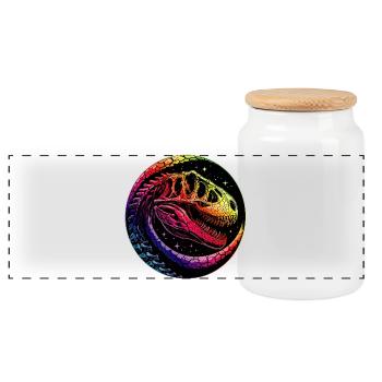 Squelette de dinosaure coloré pour les fans de dinosaures - Boîte à biscuits avec couvercle en bois - blanc - Devant