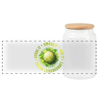 Serve it - Smash it - win it - Panorama Keksdose mit Holzdeckel - Weiß - Vorne