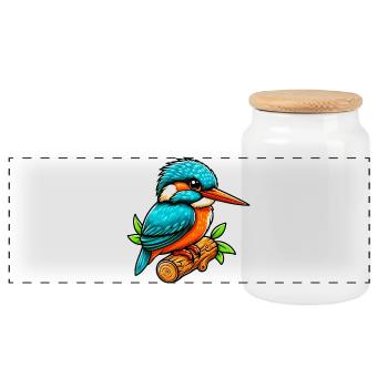 Martin-pêcheur - Boîte à biscuits avec couvercle en bois - blanc - Devant