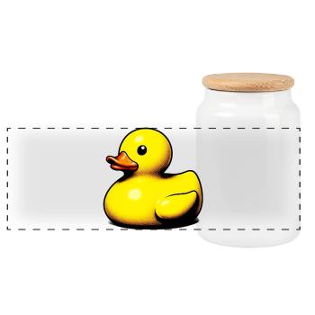 Caneton Canard Canard - Boîte à biscuits avec couvercle en bois - blanc - Devant