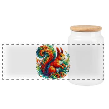 Écureuil - Boîte à biscuits avec couvercle en bois - blanc - Devant