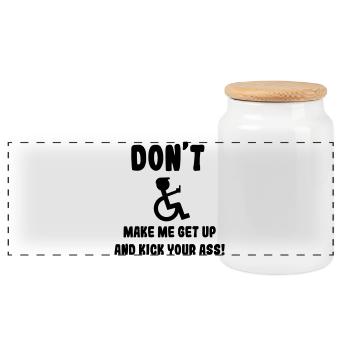 Ne me faites pas botter vos fesses en tant qu’utilisateur de fauteuil roulant * - Boîte à biscuits avec couvercle en bois - blanc - Devant