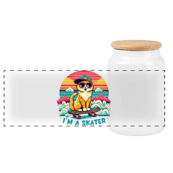 Ich bin ein Skater - Panorama Keksdose mit Holzdeckel - Weiß - Vorne