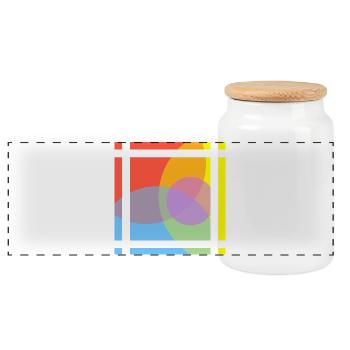 Geometric play of colours - Panoramic Cookie Jar with Wooden Lid - white - Front