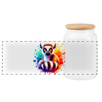 Lémurien - Boîte à biscuits avec couvercle en bois - blanc - Devant