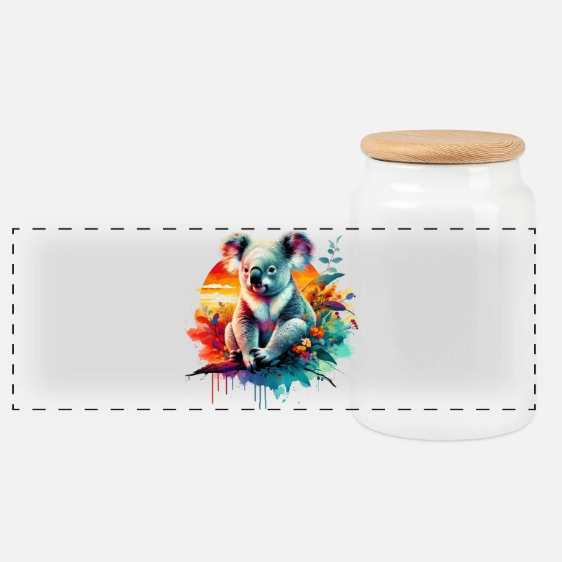 Koala - Panorama Keksdose mit Holzdeckel - Weiß