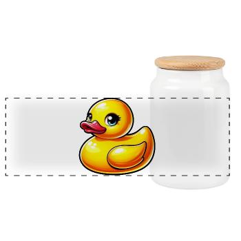 Caneton Canard Canard Canard - Boîte à biscuits avec couvercle en bois - blanc - Devant