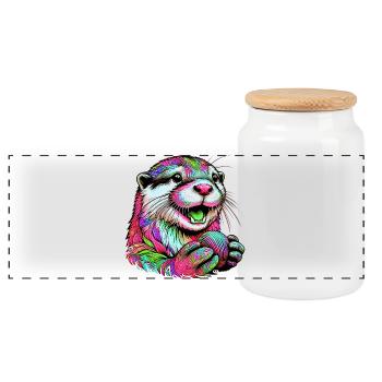 Loutre - Boîte à biscuits avec couvercle en bois - blanc - Devant