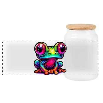Grenouille - Boîte à biscuits avec couvercle en bois - blanc - Devant