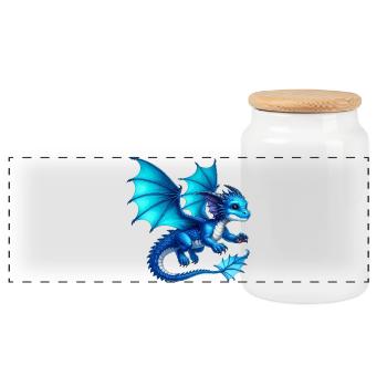 Dragon - Panoramic Cookie Jar with Wooden Lid - white - Front