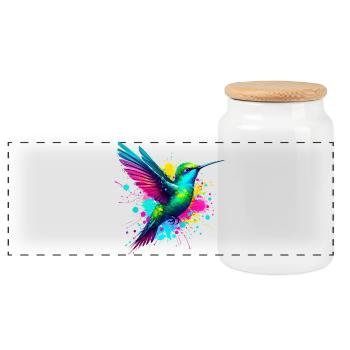 Kolibri - Panorama Keksdose mit Holzdeckel - Weiß - Vorne