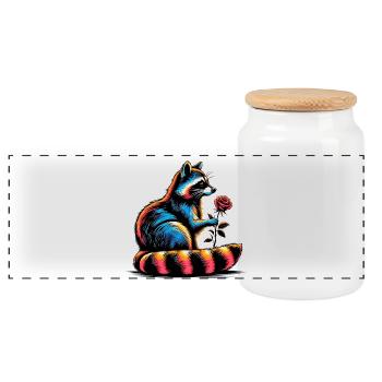 Raton laveur - Boîte à biscuits avec couvercle en bois - blanc - Devant