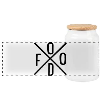 Food - Panoramic Cookie Jar with Wooden Lid - white - Front