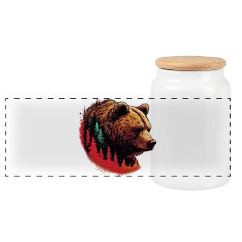 Ours - Boîte à biscuits avec couvercle en bois - blanc - Devant