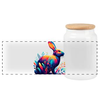 Lapin - Boîte à biscuits avec couvercle en bois - blanc - Devant