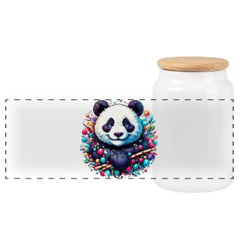 Panda - Panorama Keksdose mit Holzdeckel - Weiß - Vorne