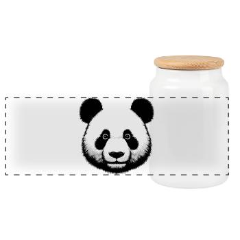 Panda - Panorama Keksdose mit Holzdeckel - Weiß - Vorne