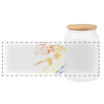 Flûte Garçon Dessin Vintage - Boîte à biscuits avec couvercle en bois - blanc - Devant
