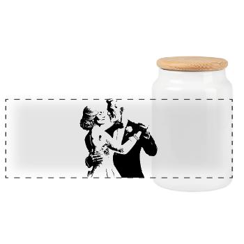 Couple de mariés - Boîte à biscuits avec couvercle en bois - blanc - Devant