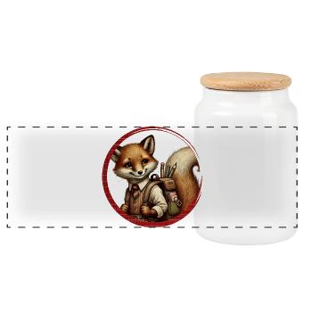 Starting school in style: Fuchs for school beginners - Panoramic Cookie Jar with Wooden Lid - white - Front