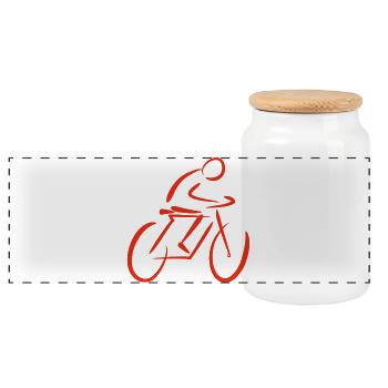 Fahrrad Stilisiert - Panorama Keksdose mit Holzdeckel - Weiß - Vorne