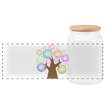 Colorful Spiral Baum Design - Panorama Keksdose mit Holzdeckel - Weiß - Vorne