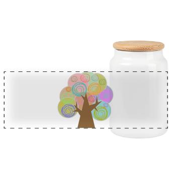 Tree Minimalist - Panoramic Cookie Jar with Wooden Lid - white - Front