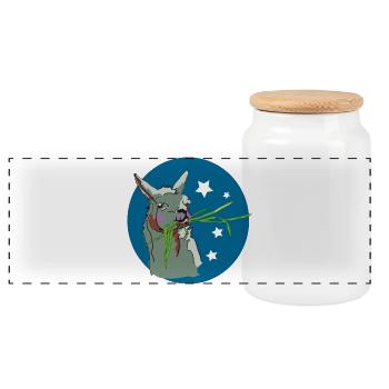 Lama - Panoramic Cookie Jar with Wooden Lid - white - Front