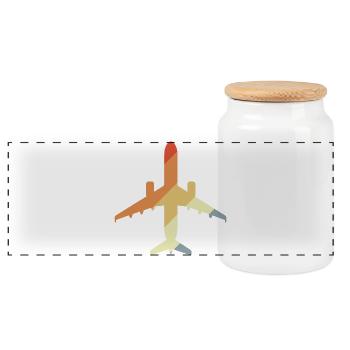 Airplane Retro - Panoramic Cookie Jar with Wooden Lid - white - Front