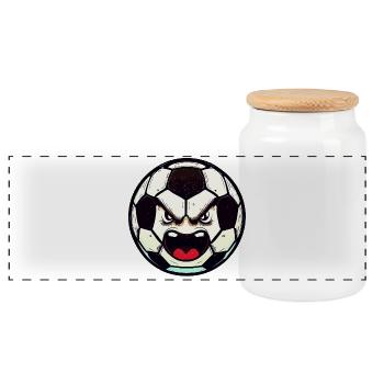 Fußball Fußball Ball - Panorama Keksdose mit Holzdeckel - Weiß - Vorne