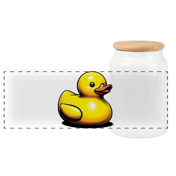 Caneton Canard Canard Canard - Boîte à biscuits avec couvercle en bois - blanc - Devant