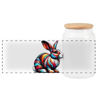 Lapin - Boîte à biscuits avec couvercle en bois - blanc - Devant