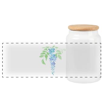 Wilde Blaue Wisteria Illustration - Panorama Keksdose mit Holzdeckel - Weiß - Vorne