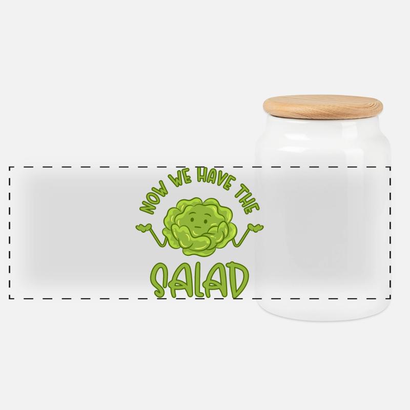 Now we have the salad - Panorama Keksdose mit Holzdeckel - Weiß
