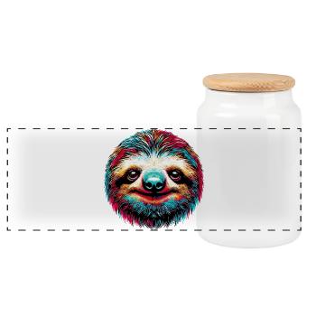 Sloth - Panoramic Cookie Jar with Wooden Lid - white - Front