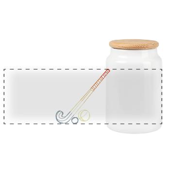 Croquis de bâton et de balle de hockey sur gazon - Boîte à biscuits avec couvercle en bois - blanc - Devant