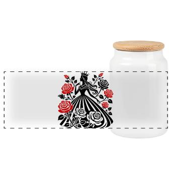 Reine aux roses : Votre élégance en pleine floraison - Boîte à biscuits avec couvercle en bois - blanc - Devant