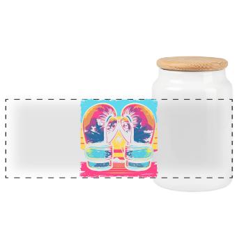 Look de dessin animé de kickboxing - Boîte à biscuits avec couvercle en bois - blanc - Devant