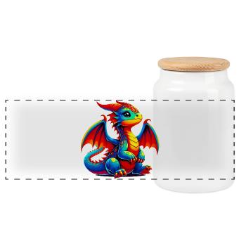Dragon - Panoramic Cookie Jar with Wooden Lid - white - Front