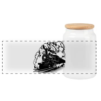 Graphique ferroviaire - Boîte à biscuits avec couvercle en bois - blanc - Devant