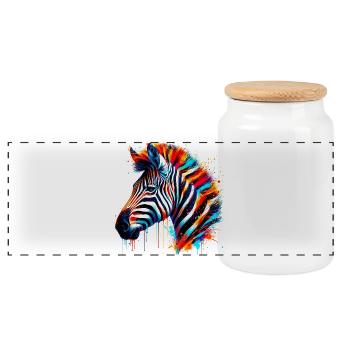 Zebra - Panoramic Cookie Jar with Wooden Lid - white - Front