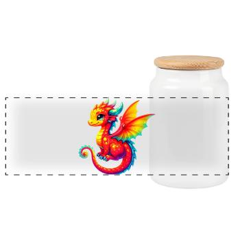 Dragon - Boîte à biscuits avec couvercle en bois - blanc - Devant