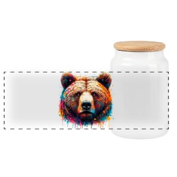 Ours - Boîte à biscuits avec couvercle en bois - blanc - Devant