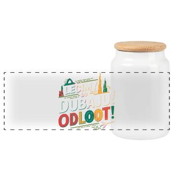 Let's go! Where? We're flying to Dubai! Odlooot! - Panoramic Cookie Jar with Wooden Lid - white - Front