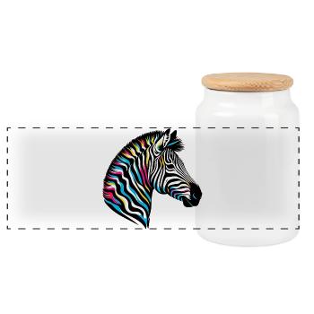 Zebra - Panorama Keksdose mit Holzdeckel - Weiß - Vorne