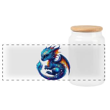 Dragon - Panoramic Cookie Jar with Wooden Lid - white - Front