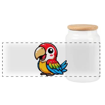 Parrot - Panoramic Cookie Jar with Wooden Lid - white - Front