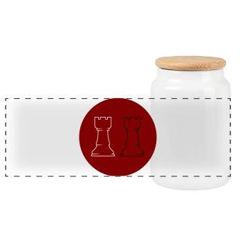 Chess 2 Rooks - Panoramic Cookie Jar with Wooden Lid - white - Front